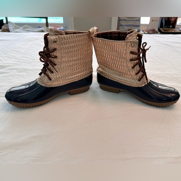 Yoki Duck Boots Navy & Gold Size 10 - Picture 7 of 12